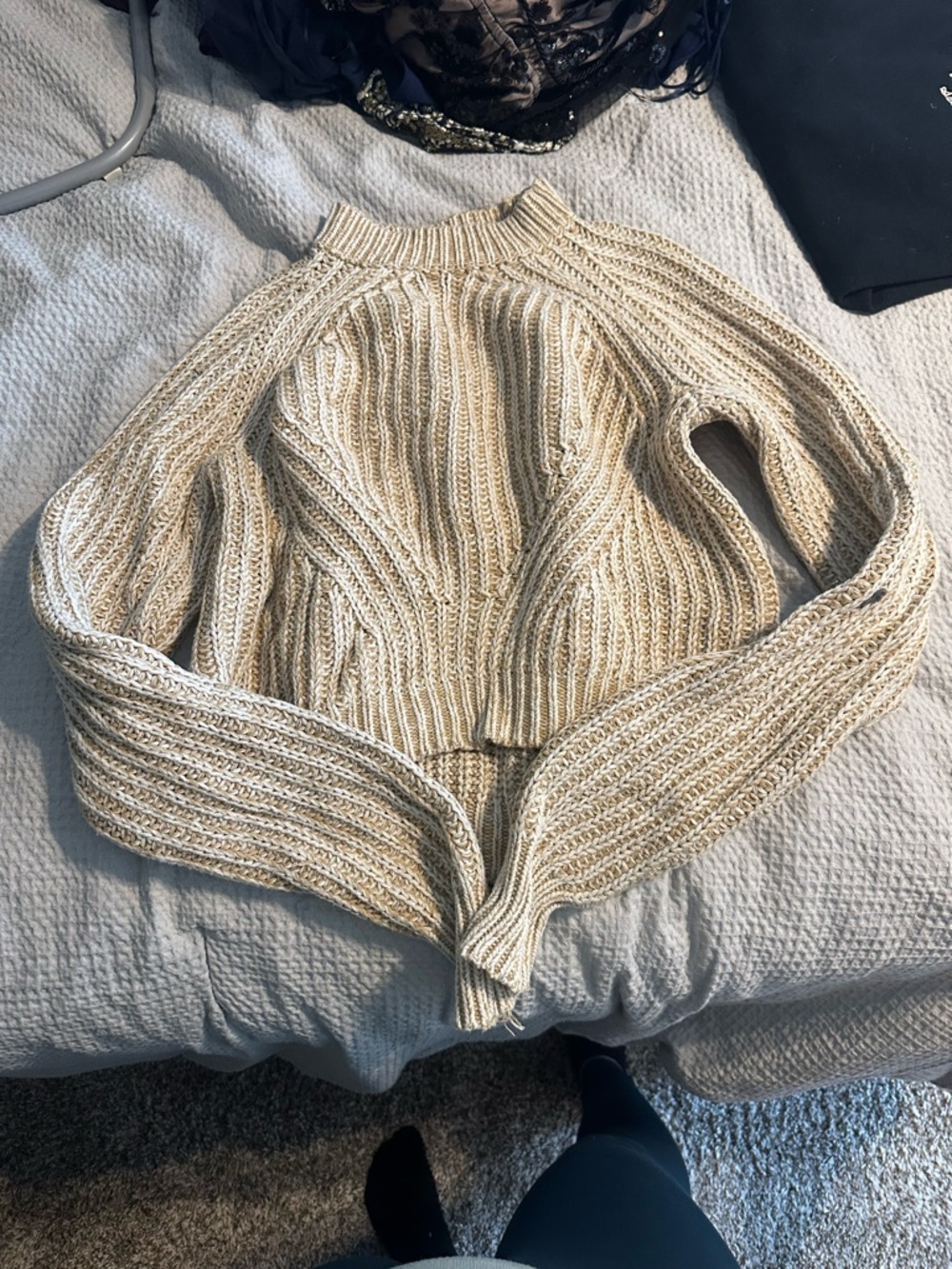 PacSun Cream Ribbed Cowl Neck Sweater
